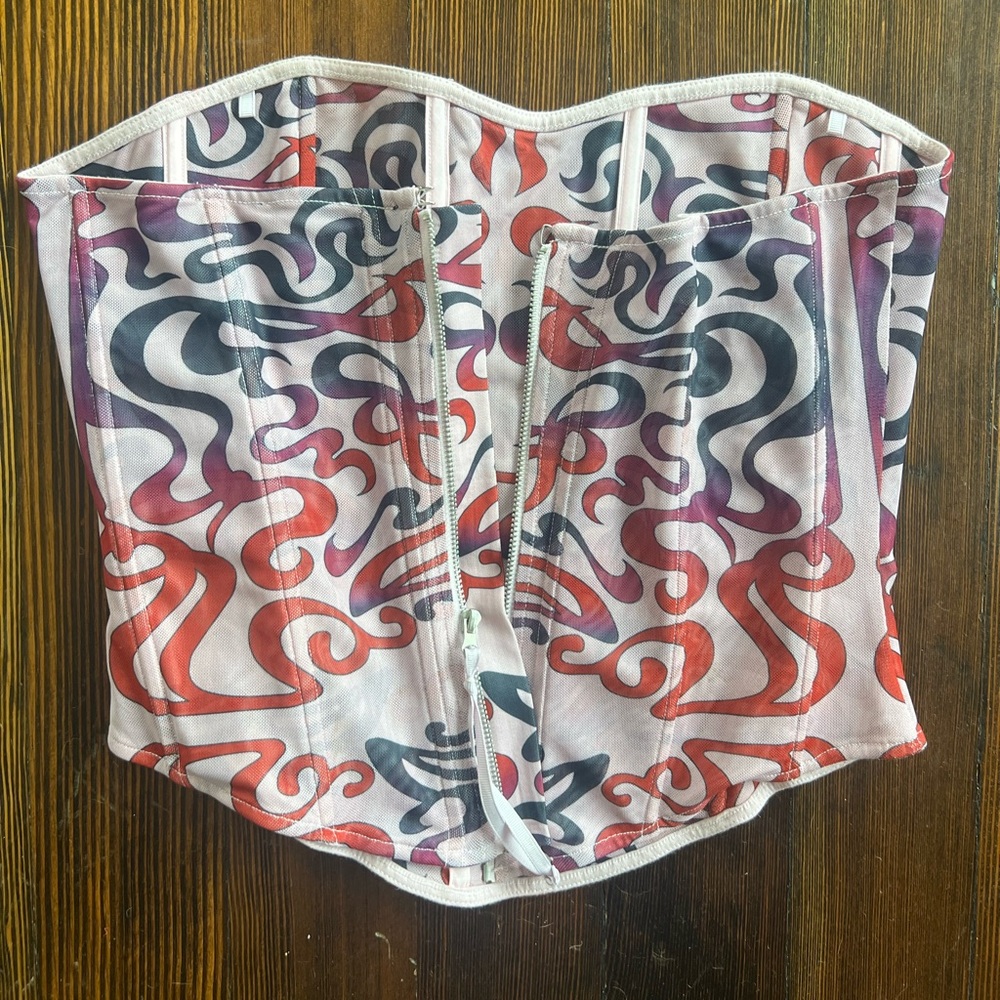 Miaou Red Black Purple Swirl Corset Bodysuit